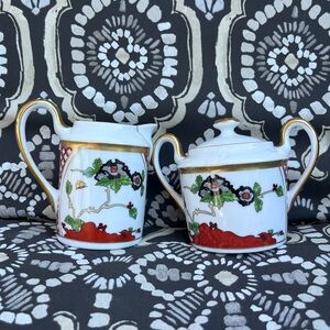 Christian Dior Chinese Flower Porcelain 2 Piece creamer and sugar set